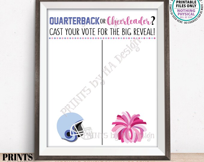 Gender Reveal Party Voting Sign, Quarterback or Cheerleader Voting Scoreboard, Football, PRINTABLE 8x10/16x20” Gender Reveal Sign <ID>