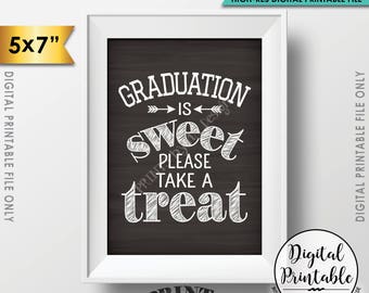 Graduation Party Decoration, Graduation is Sweet Please Take a Treat Graduation Sign, 5x7” Chalkboard Style Printable File, Instant Download