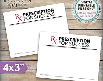 Please Leave Your Prescription for Success, Med School Graduation, Grad Advice, Nurse, 4x3" Advice Cards on 8.5x11" PRINTABLE Sheet <ID>