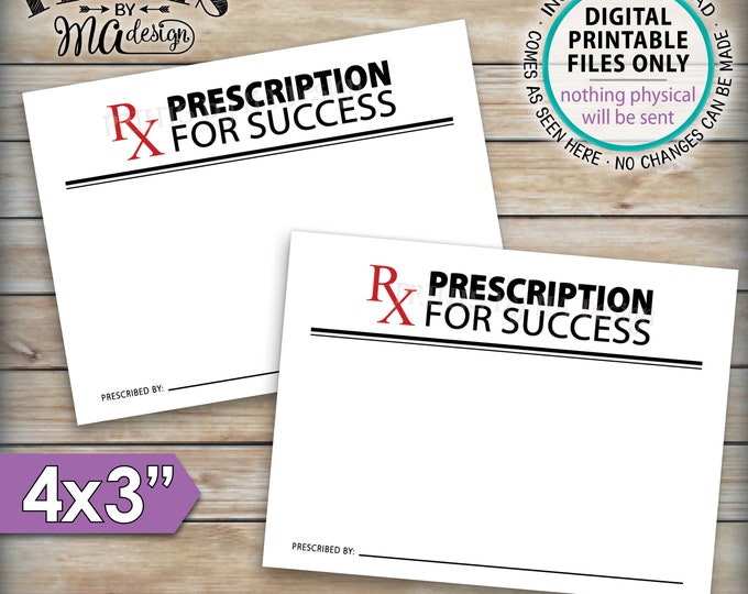 Please Leave Your Prescription for Success, Med School Graduation, Grad Advice, Nurse, 4x3" Advice Cards on 8.5x11" PRINTABLE Sheet <ID>