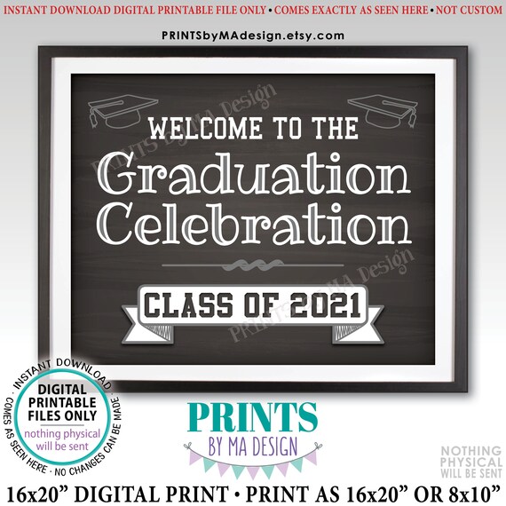 Graduation Party Decorations Congratulations Graduate Sign PRINTABLE 16x20\u201d Chalkboard Style Sign Future College