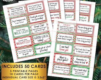 Printable Elf Signs, 50 Elf Activity Notes, Ready to Print Small Note Cards, Holiday Elf Ideas, Five PRINTABLE 8.5x11” Digital Files <ID>