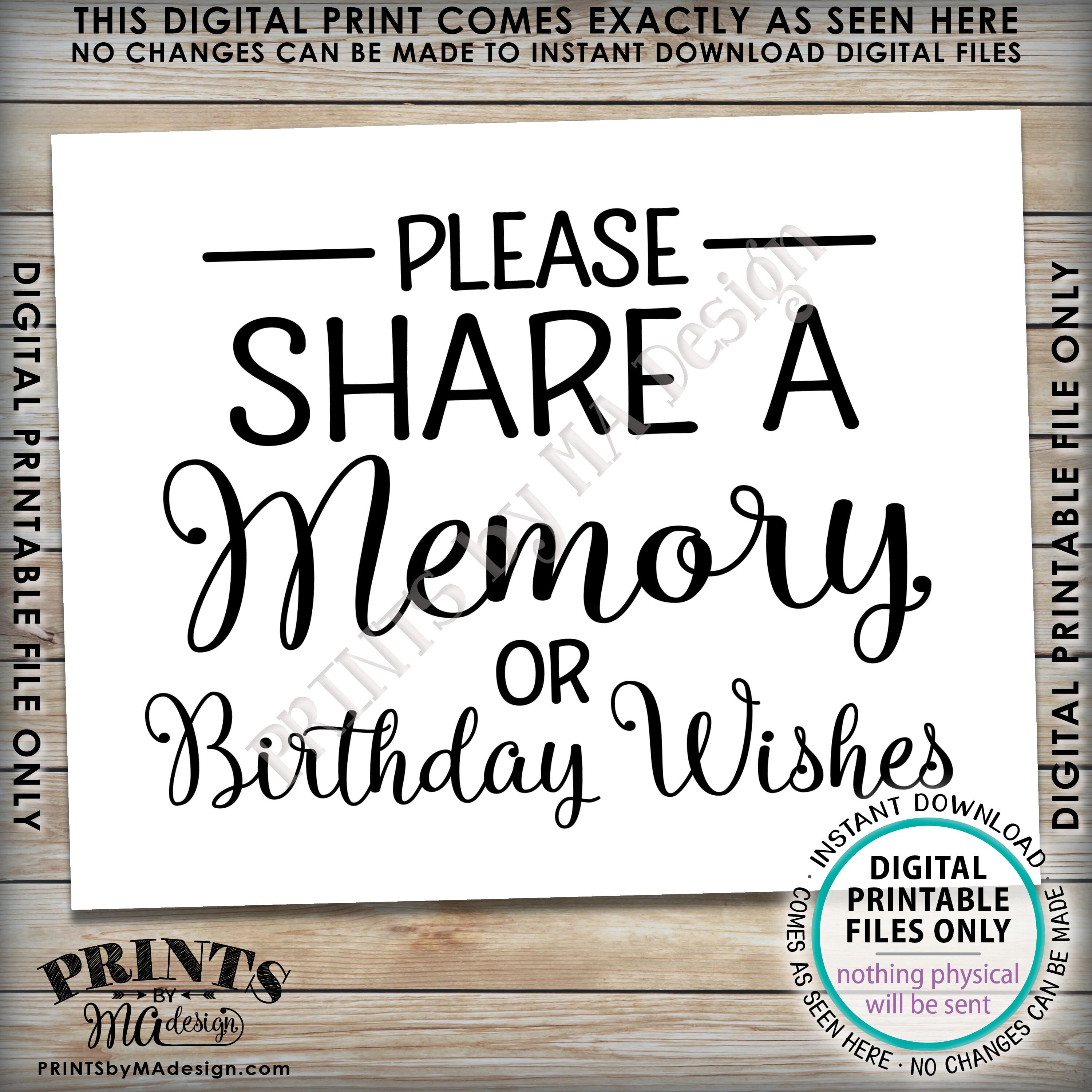 Share a Memory Printable Sign and Card Set | Birthday Wishes | Words of  Love | Wedding | Anniversary | Gold Geometrics | INSTANT DOWNLOAD