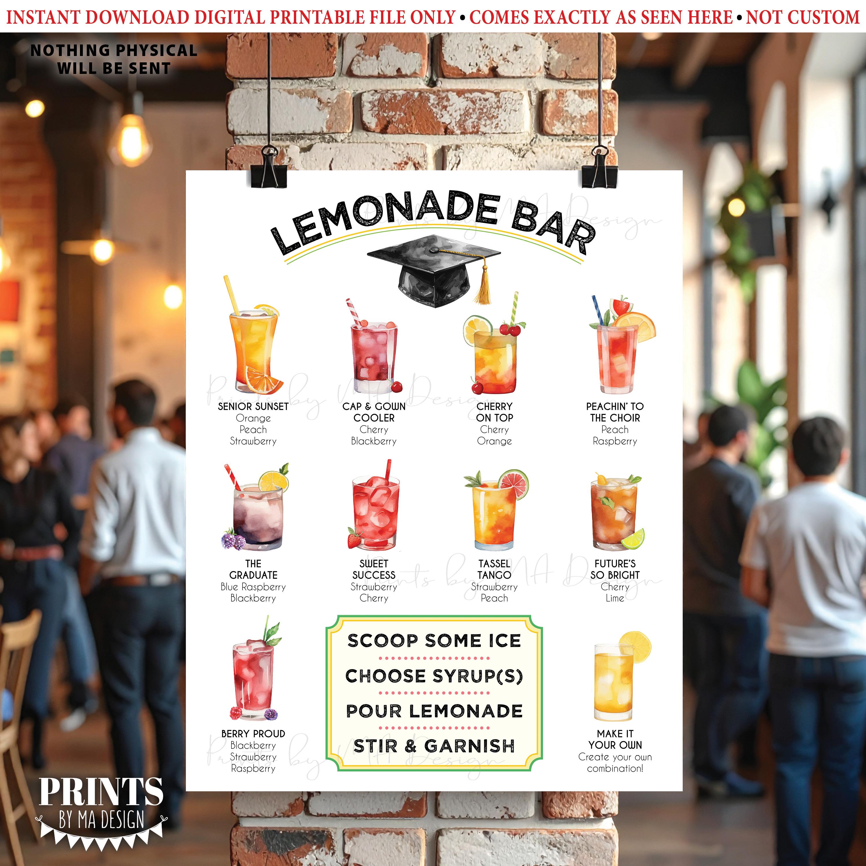 Graduation Party Lemonade Bar Menu, Drink Station, Grad Party ...