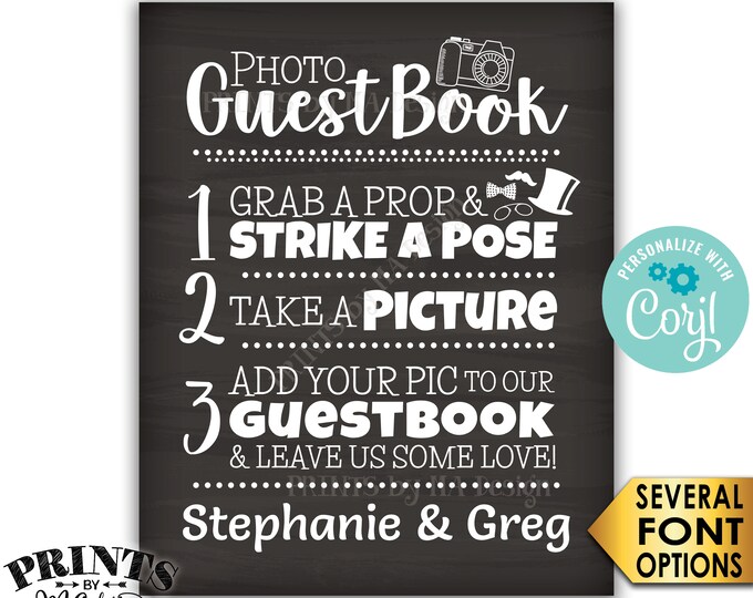 Wedding Photo Guestbook Sign, Add your photo & Leave Us Some Love, PRINTABLE Chalkboard Style 8x10"/16x20" Sign <Edit Yourself with Corjl>