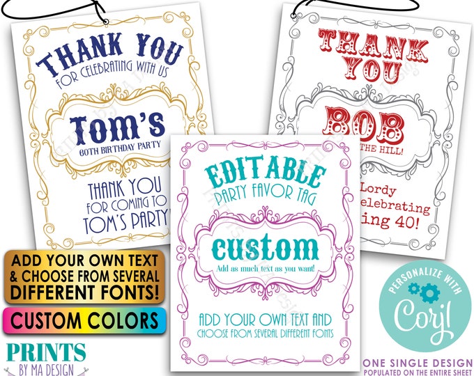 Editable Only Getting Better with Age Party Favor Tags, Vintage Bday Custom PRINTABLE 8.5x11" Sheet of 4x5" Cards <Edit Yourself w/Corjl>