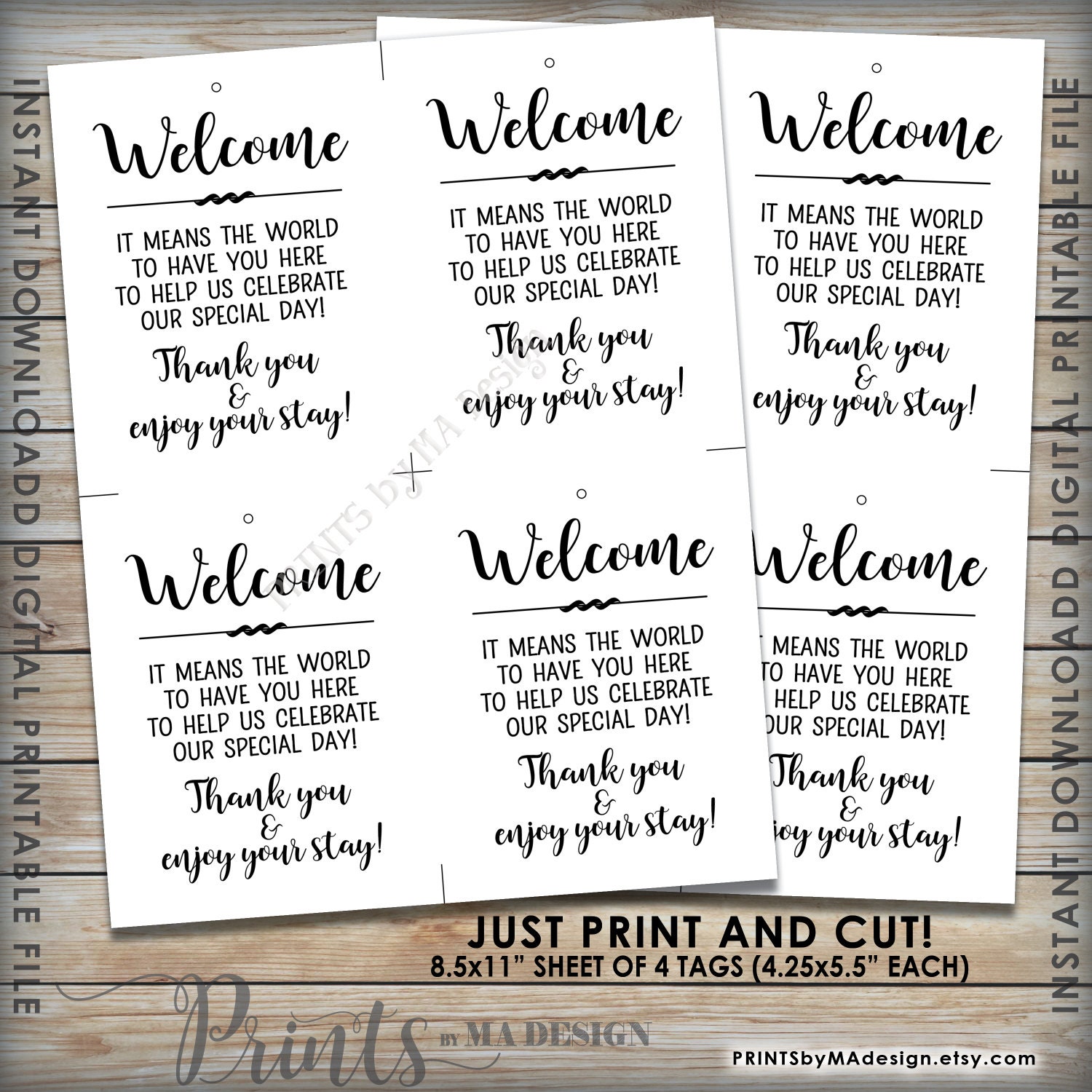 24 ct Hotel Welcome Bag Tags, Welcome Wedding Tags, Destination Wedding  Tags (EC-369-RD)