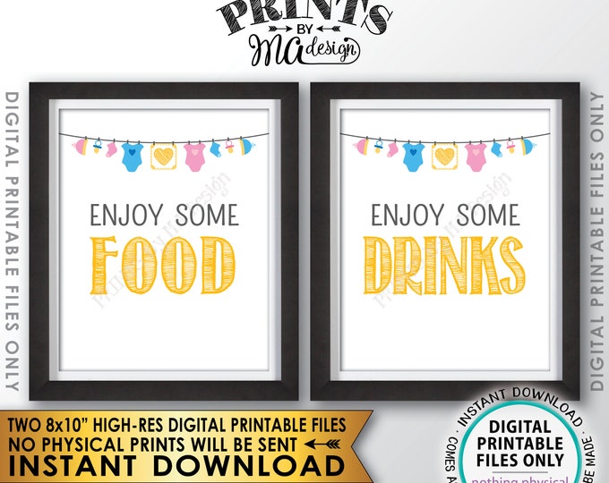 Food and Drinks Signs for a Baby Shower or Gender Reveal Party, Baby Sprinkle Food & Drink Signs, Two 8x10” Printable Instant Download Files