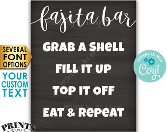 Fajita Bar Menu Sign, Fiesta Party Menu, Custom PRINTABLE 8x10/16x20” Chalkboard Style Sign <Edit Yourself with Corjl>