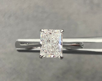 1.27 Carat Long Radiant Cut Solitaire Diamond, Diamond Ring, Diamond Engagement Ring, 14k White Gold