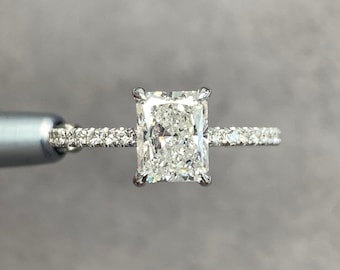 1.25 Carat Radiant Cut D VS1, Natural Diamond Engagement Ring, Diamond Ring, Diamond, 14k White Gold