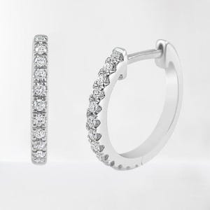 Natural Diamond Earrings 0.20 Carat Round Cut G-H SI1-SI2 14k White Gold, Hoop Earring, Gold Diamond Earring