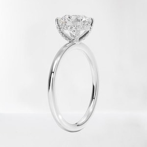 2 Carat Round Cut E VS1 Lab Grown Diamond IGI Certified Hidden Halo Engagement Ring, Diamond Ring, 2 ct Lab Diamond, 14k White Gold