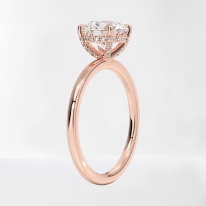 2 Carat Round Cut E VS1 Lab Grown Diamond IGI Certified Hidden Halo Engagement Ring, Diamond Ring, 2 ct Lab Diamond, 14k Rose Gold
