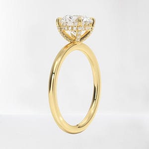 2 Carat Round Cut E VS1 Lab Grown Diamond IGI Certified Hidden Halo Engagement Ring, Diamond Ring, 2 ct Lab Diamond, 14k Yellow Gold