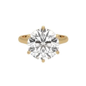 7 Carat Round Cut E VS1 Lab Grown Diamond 14K Yellow Gold Engagement Ring IGI Certified, Sparkling Big Diamond Ring, Ring for Engagement