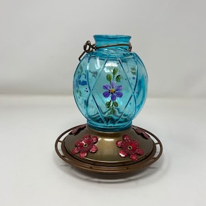 Aqua Glass Hummingbird Feeder