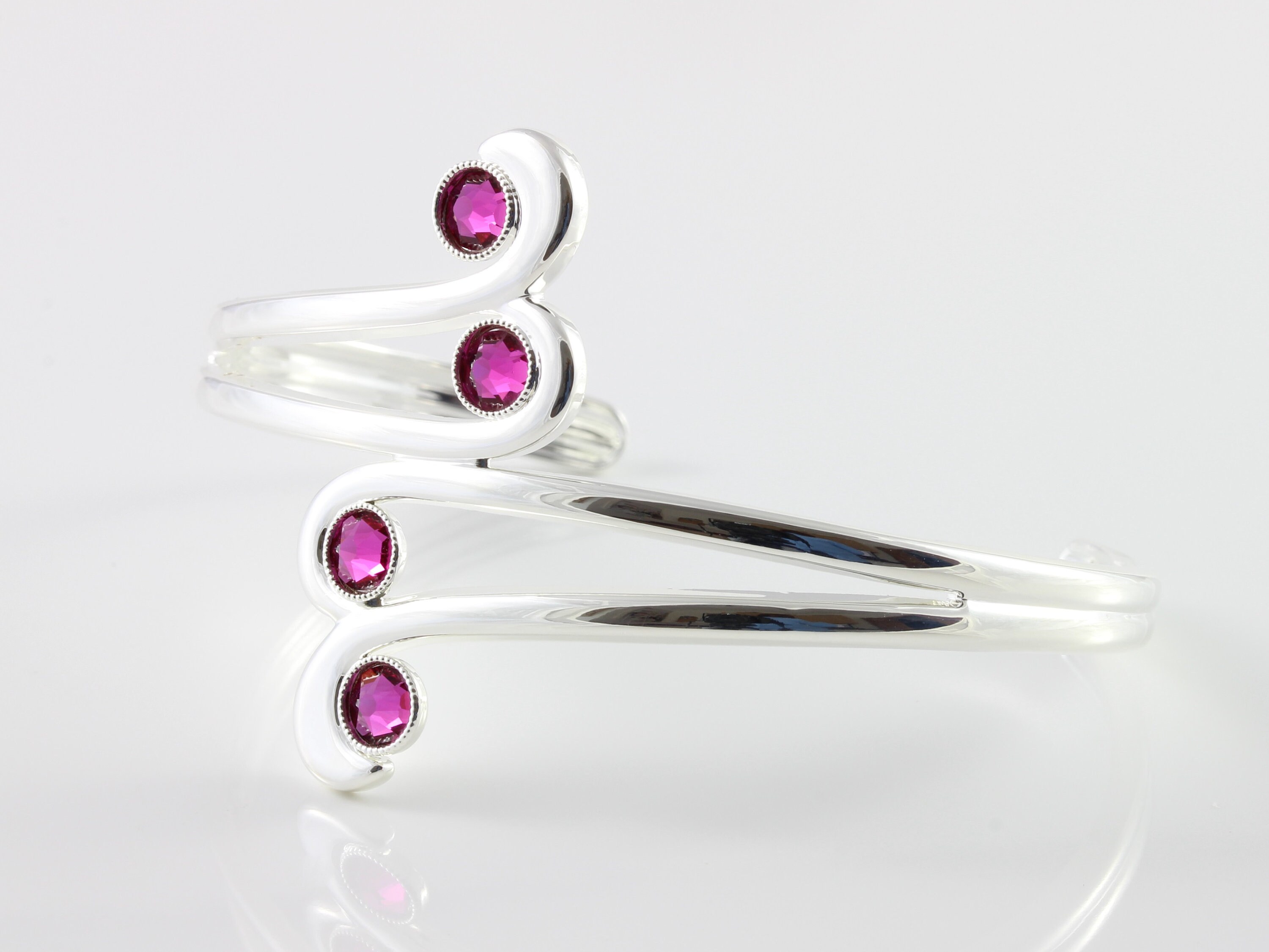 Swarovski Fuchsia Crystal Adjustable/Expandable Cuff Bangle