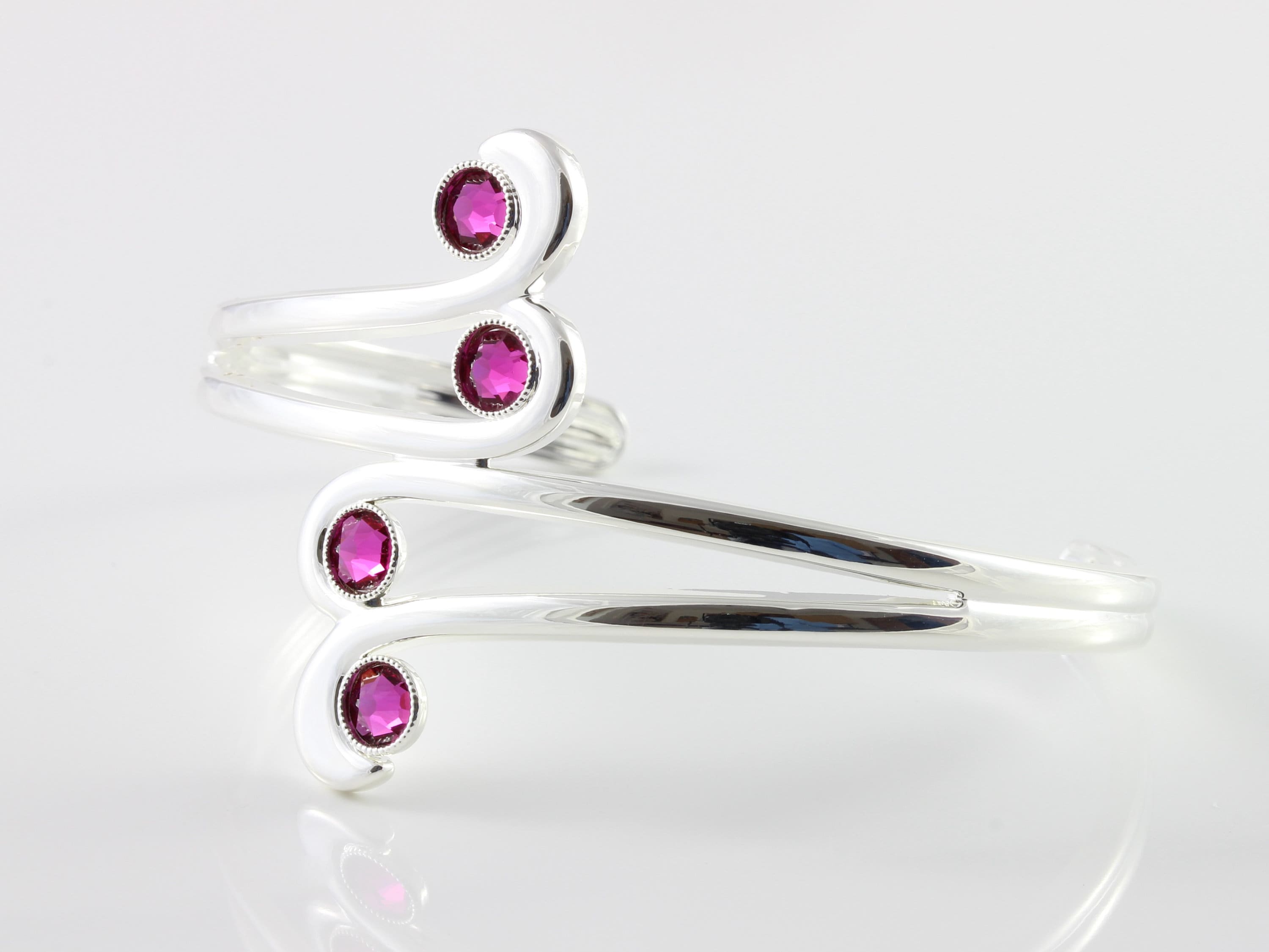 Swarovski Fuchsia Crystal Adjustable/Expandable Cuff Bangle