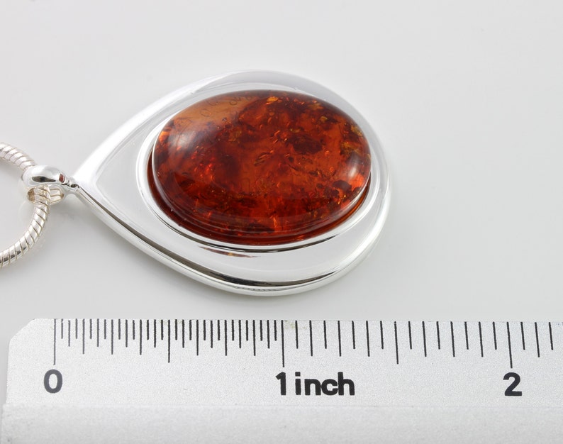 Natural Amber cabochon teadrop pendant