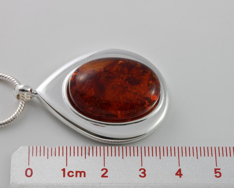 Natural Amber cabochon teadrop pendant