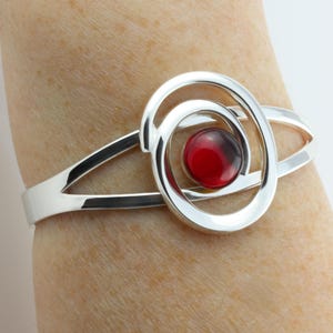 July birthstone : Vintage Swarovski Ruby adjustable silver plated bangle