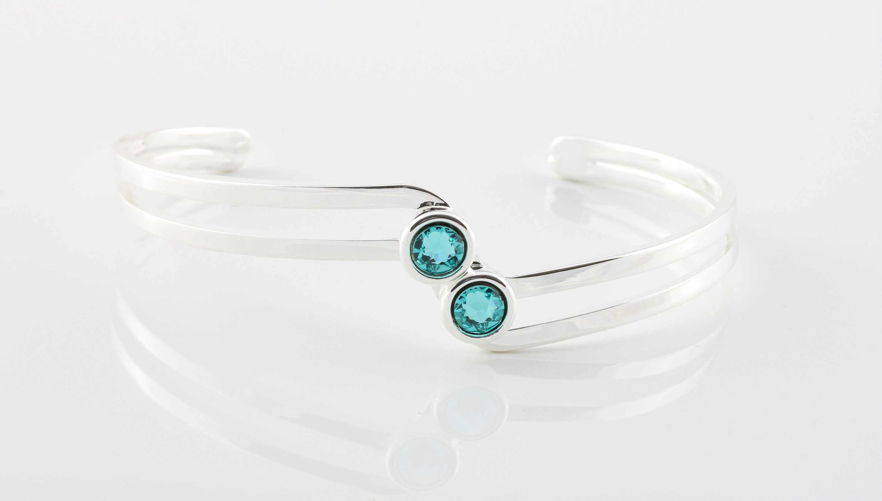 December Birthstone Swarovski Light Turquoise Crystal Adjustable/Expandable Bangle