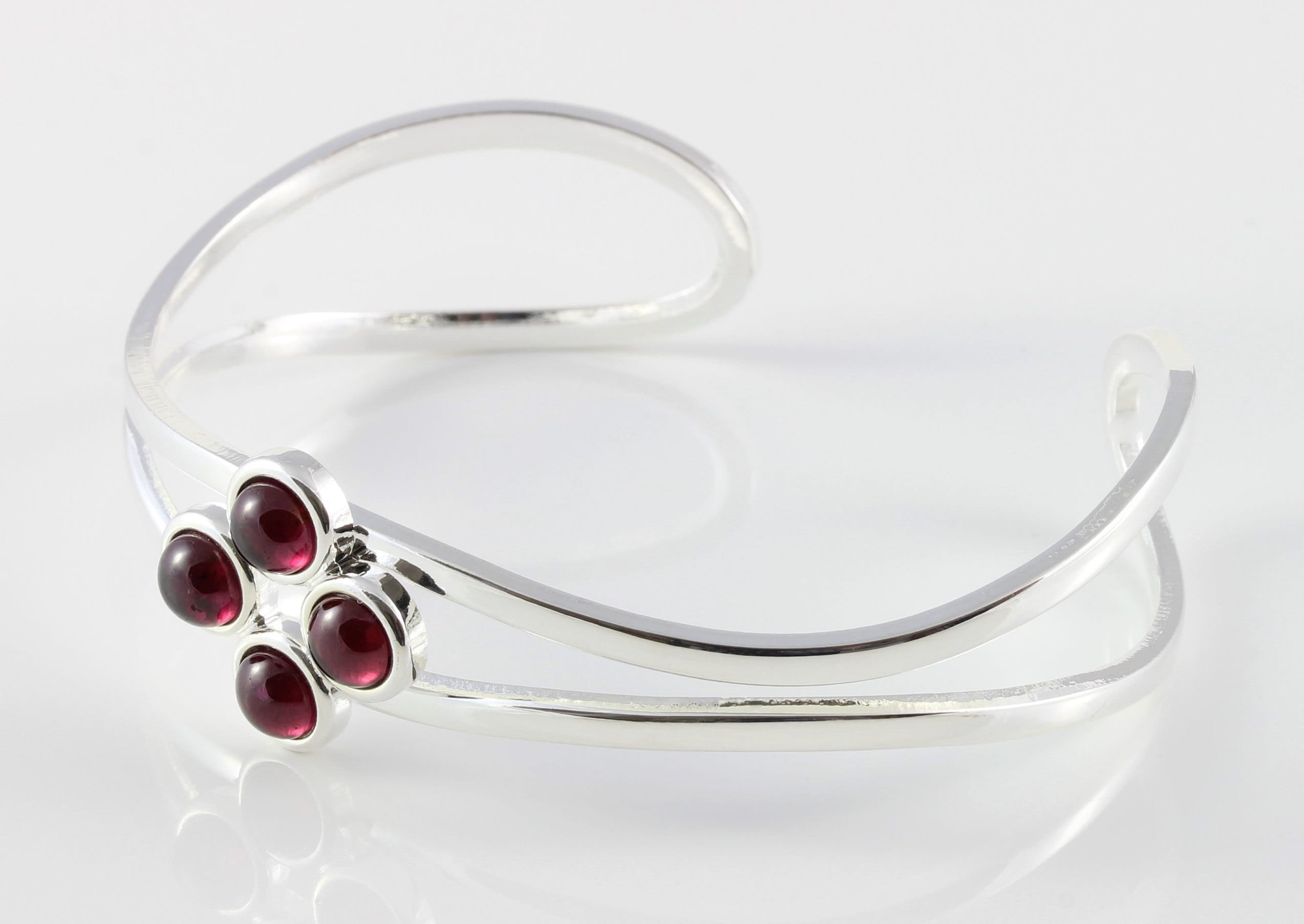 January Birthstone Natural Garnet Gemstone Adjustable/Expandable Cabochon Cuff Bangle