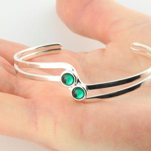 May birthstone : Vintage Swarovski Emerald adjustable silver plated bangle