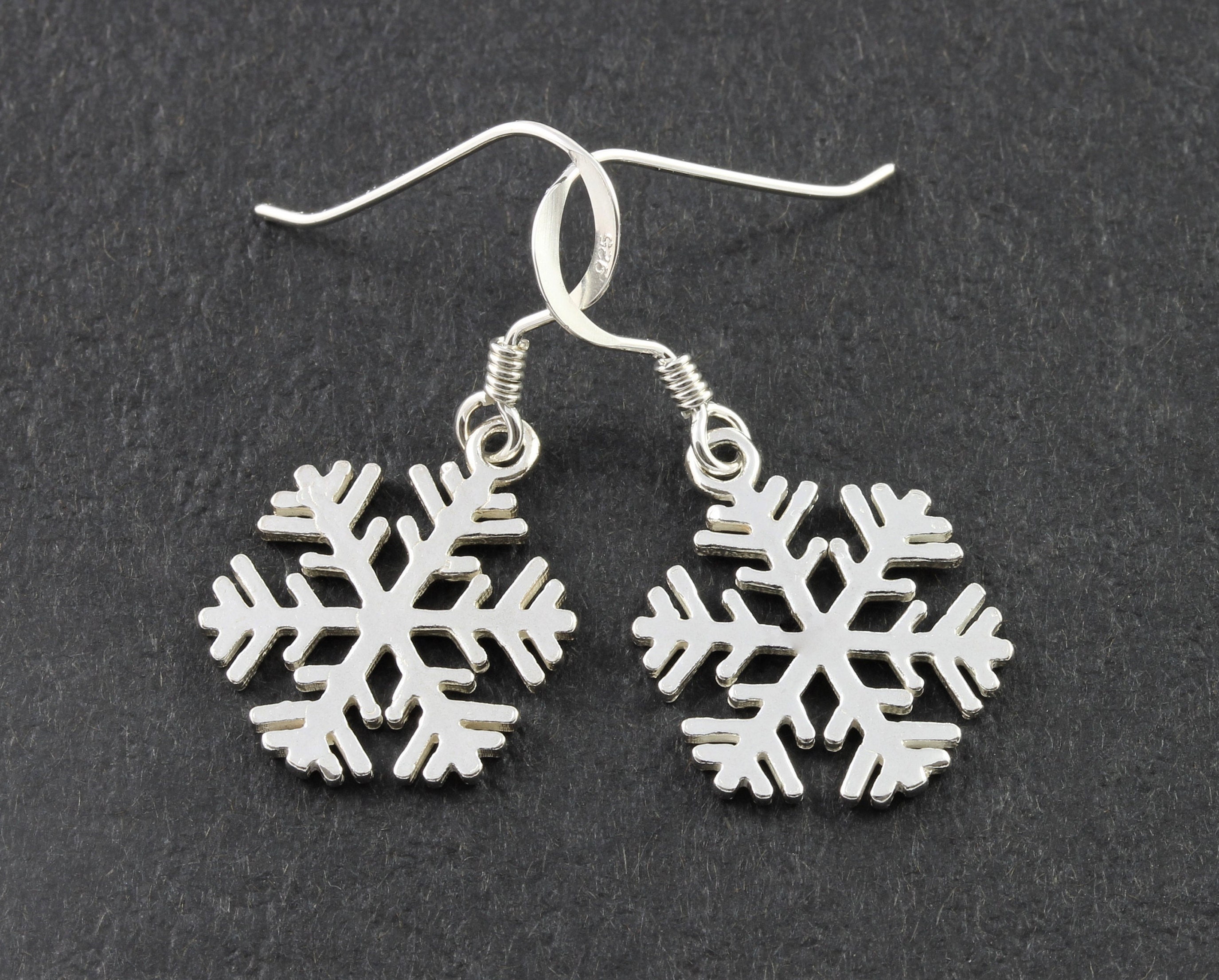sterling Silver Snowflake Drop Earrings
