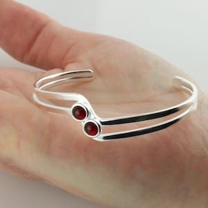 July birthstone : Vintage Swarovski Ruby adjustable silver plated bangle
