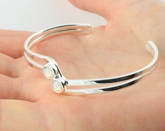 October birthstone : Swarovski White Opal crystal adjustable/expandable bangle