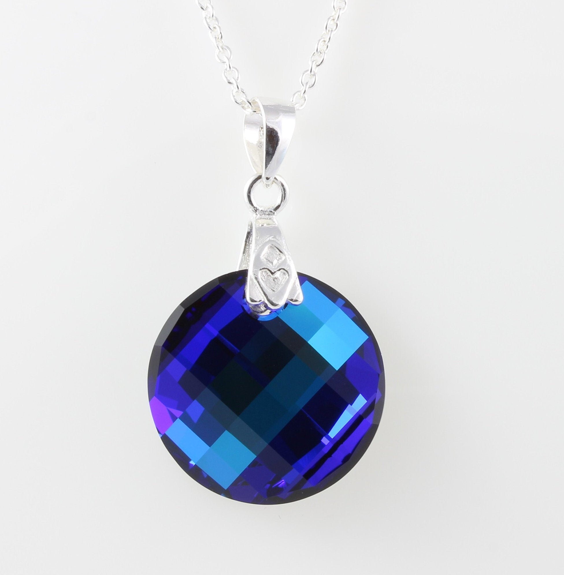 sterling Silver & Swarovski Heliotrope Crystal Twist Disc Pendant