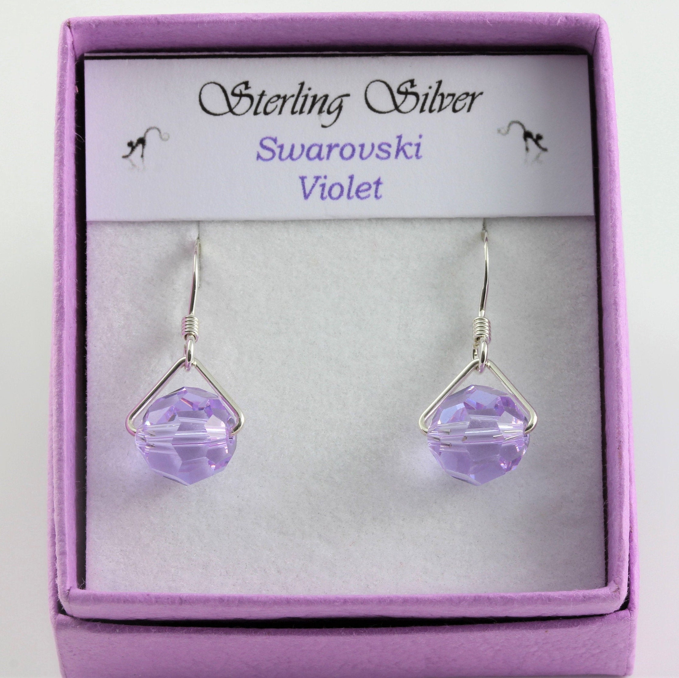 Swarovski Violet Crystal Sterling Silver Drop Earrings