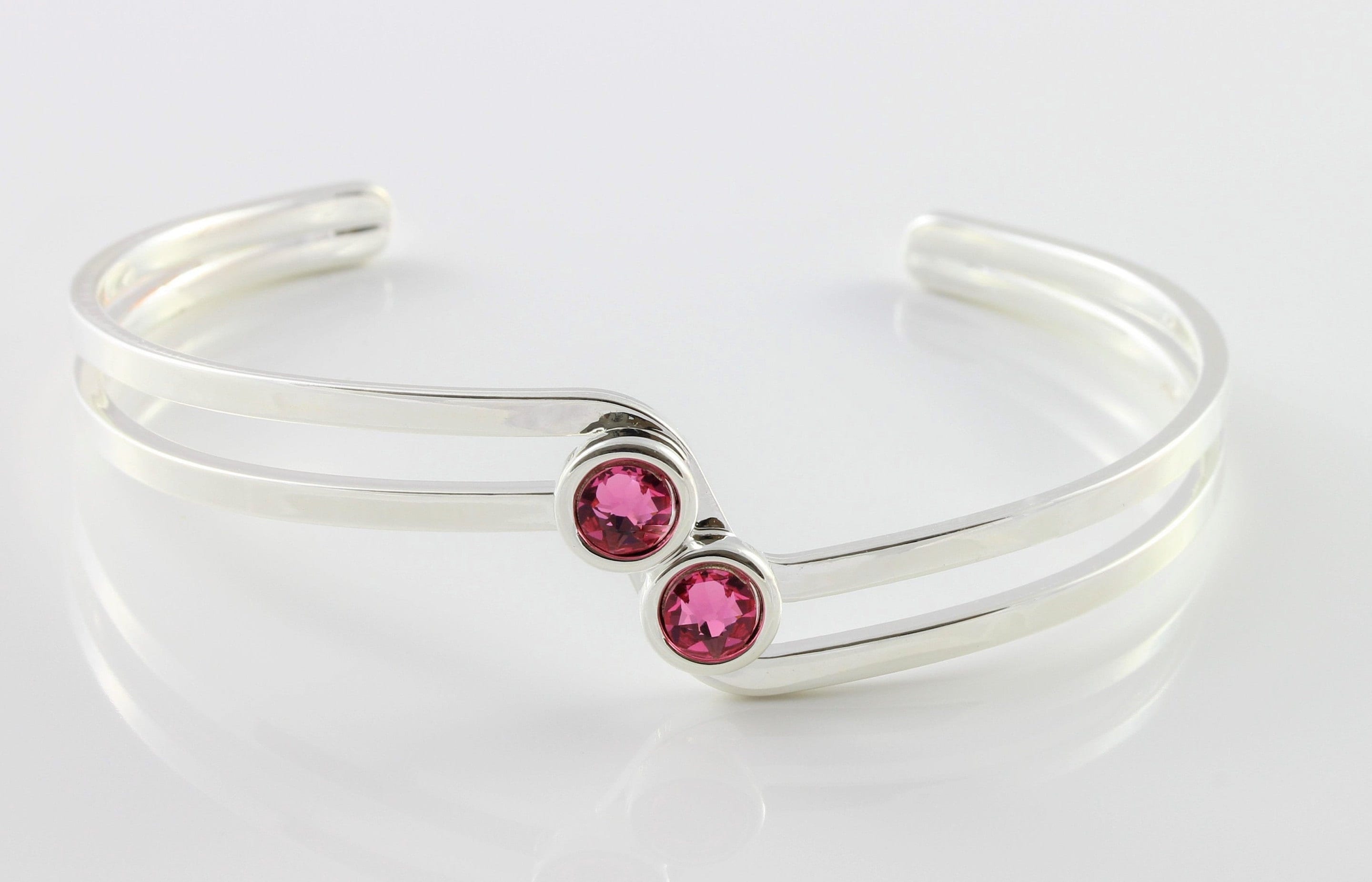 October Birthstone Swarovski Rose Crystal Adjustable/Expandable Bangle