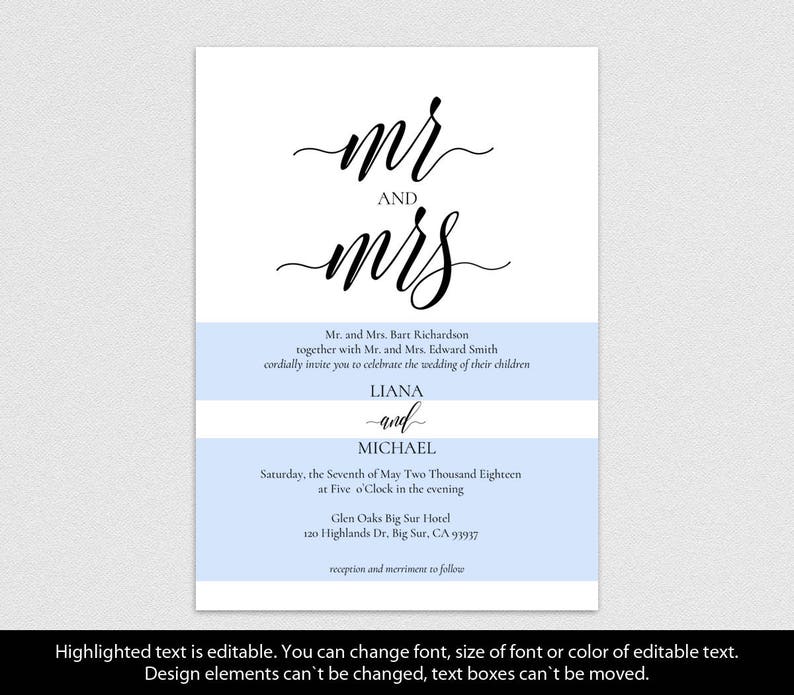 INSTANT DOWNLOAD Editable Pdf Template Set 5x7 Invitation 4x6 | Etsy