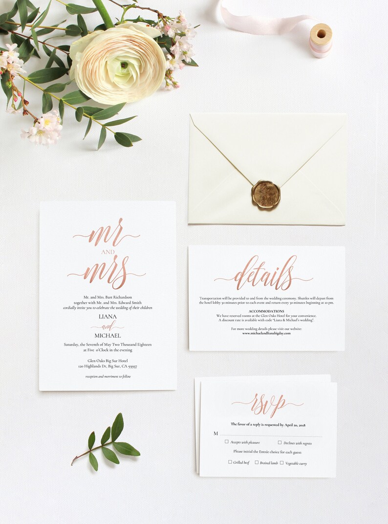 3.5x5 RSVP Rose Gold #DP140/_S1 Wedding Invitation Set Pdf Template INSTANT DOWNLOAD Editable Wedding Bundle 5x7 Invitation,4x6 Details