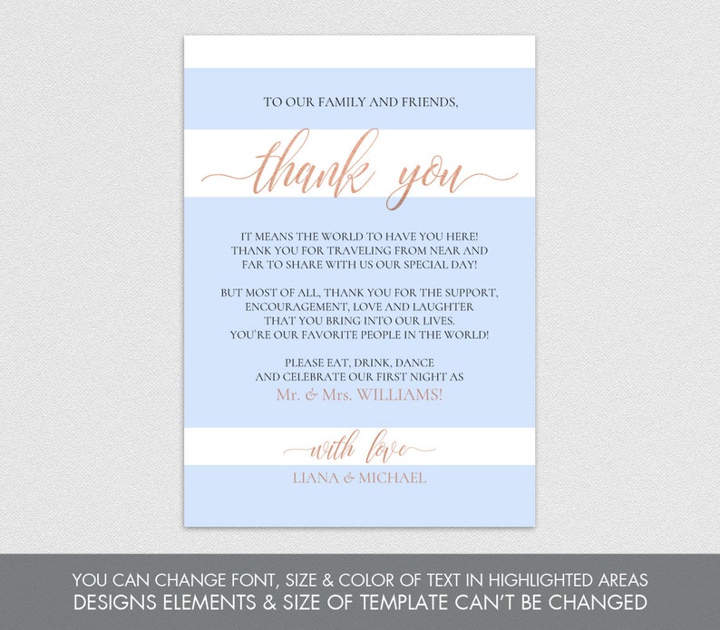 Editable PDF Thank You Card 5x7 Thank you note Calligraphic | Etsy
