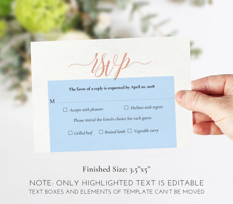 3.5x5 RSVP Rose Gold #DP140/_S1 Wedding Invitation Set Pdf Template INSTANT DOWNLOAD Editable Wedding Bundle 5x7 Invitation,4x6 Details