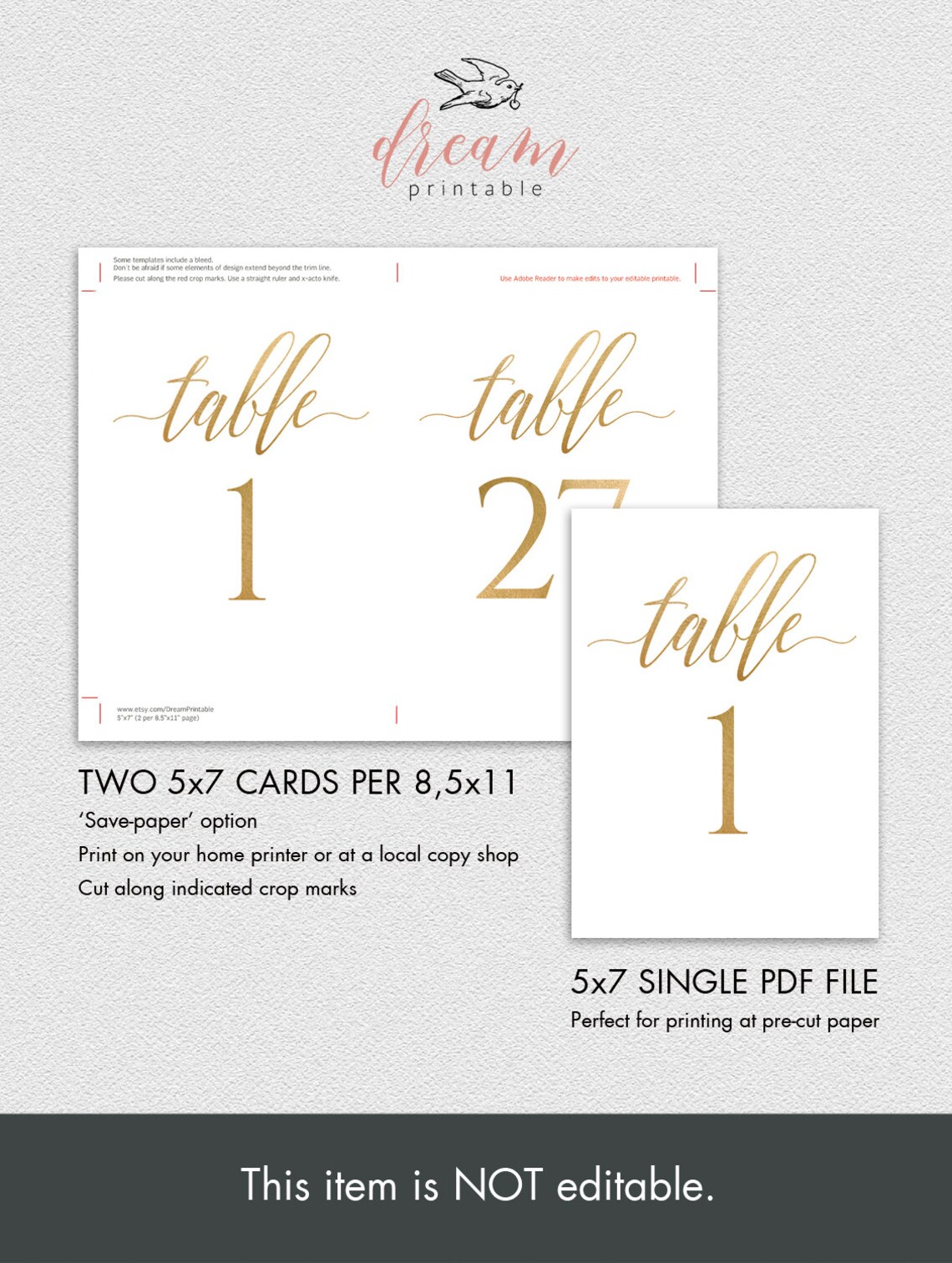 Printable PDF Table Sign 5x7 Table Numbers sign 140 INSTANT Etsy