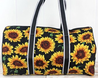 Sunflower Quilted Duffle Bag Women's Weekender Bag Cheer Bag Gym Bag
