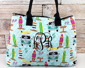 Surfs Up Over Shoulder Quilted Purse For Women Quilted Tote Bag Matching Purse and Wallet Quilted Shoulder Bag