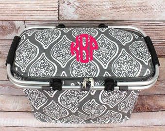 Serene Daze Insulated Collapsible Market Basket With Lid/ Grocery Tote/ Picnic Basket/ Cooler