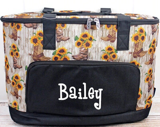 Boot Bouquet Sunflower Soft Sided Personalized Insulated Cooler Beverage Tote Cooler Tote Bag