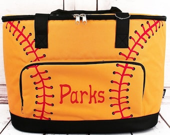 Softball Insulated Cooler Tote Bag, Soft Sided Cooler, Leakproof Travel Cooler