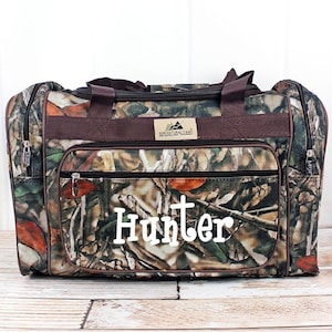 Natural Camo in Various Color Trim 20" Personalized Duffle Bag With Monogram. Personalized Cheer Bag. Kids Duffle Bag. Womens Duffle Bag.