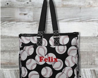 Baseball Twin Diaper Bag Nursing Tote Bag Zippered Tote Bag Baby Shower Personalized Gift