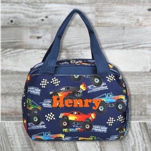 Monster RC Insulated Lunch Bag, Monogrammed Canvas Lunchbox