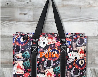 Vegas Casino Print Diaper Bag With Multiple Outside Pockets, Organizer Tote Bag With Zippered Top