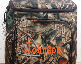 Natural Camo Brown Cooler backpack, insulated soft sided cooler bag with leakproof liner, picnic and travel ready